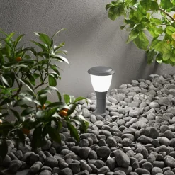 Sokkellampe Thiago, 30 cm, mørkegrå, metal, E27, IP65