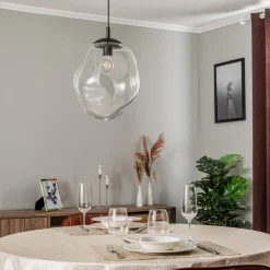 Sol glas-hængelampe, Ø 35cm, sort/klar