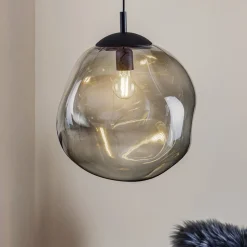 Sol glaspendel, Ø 35cm, sort/røggrå