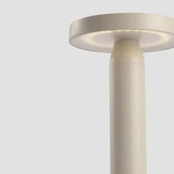 Solar-LED-bordlampe Cairo, beige, plast, IP44, 21 cm