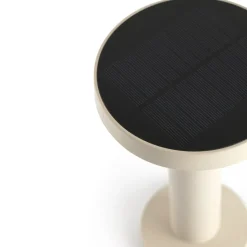 Solar-LED-bordlampe Cairo, beige, plast, IP44, 21 cm