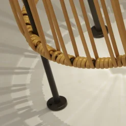 Solar-LED-gulvlampe Livay, okker, rattan, 68 cm, IP44