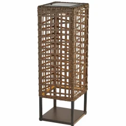 Solar-LED-terrasselampe Marcjanna, brun, rattan, 47 cm