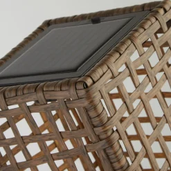 Solar-LED-terrasselampe Marcjanna, brun, rattan, 47 cm