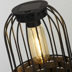 Solar-LED-terrasselampe Tahoa, 26 cm, grå, rattan, IP44