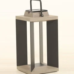 Solcellelanterne Teckalu, aluminium sort, 45,5 cm