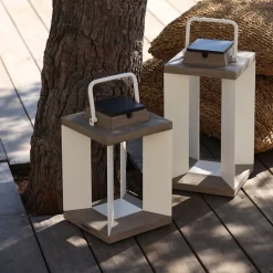 Solcellelanterne Teckalu, Duratek/hvid, 45,5 cm