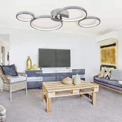 Solexa LED-loftlampe, ringformet, kromlook