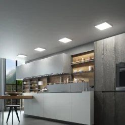 Solvie LED-loftlampe, sølv, kantet, 30 x 30 cm