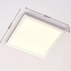 Solvie LED-loftlampe, sølv, kantet, 30 x 30 cm
