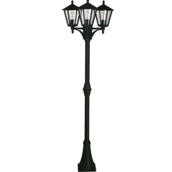 Sort lampemast 680 i herregårdsstil med tre lys