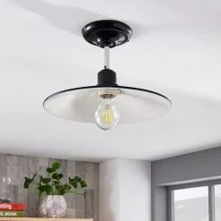 Sort loftlampe Phinea i metal, vintagelook