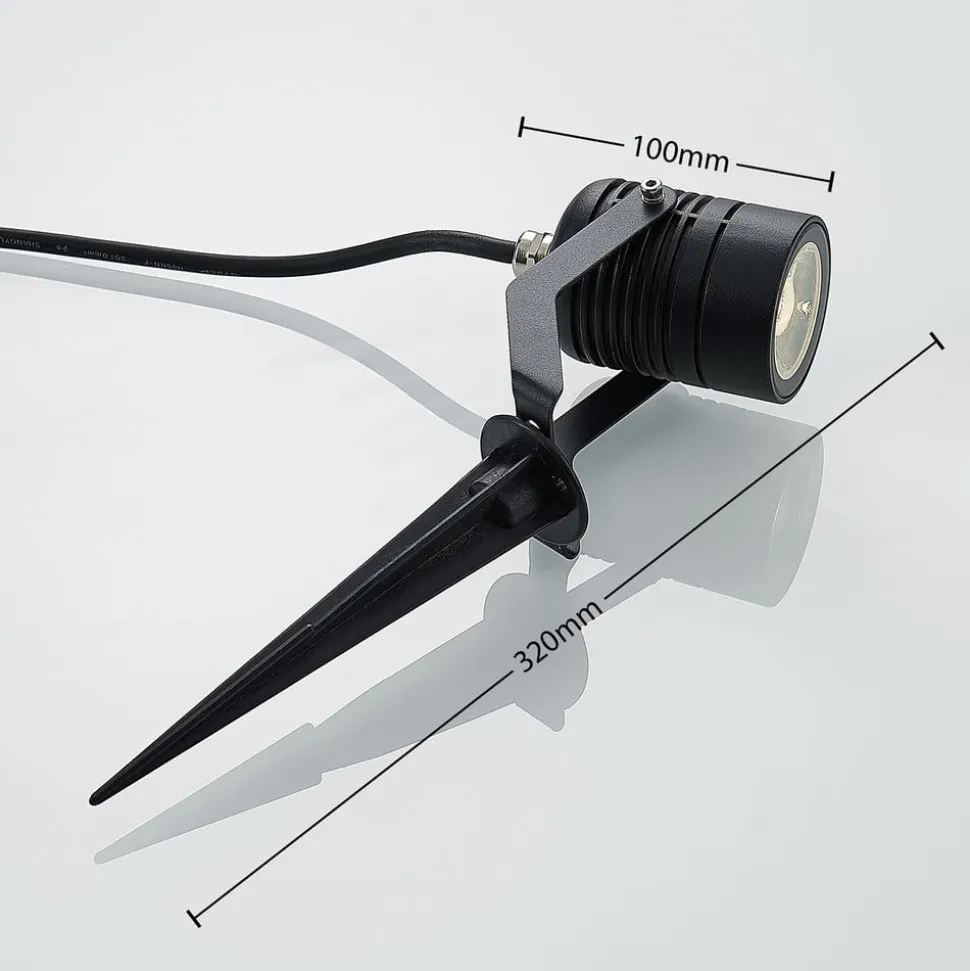 Sort udendørs LED-spot Maris med jordspyd