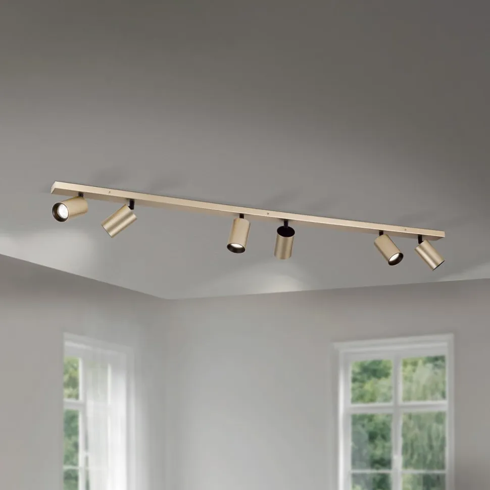 Spotlight Sean, 6 lyskilder, guldfarvet, metal, drejeligt monteret