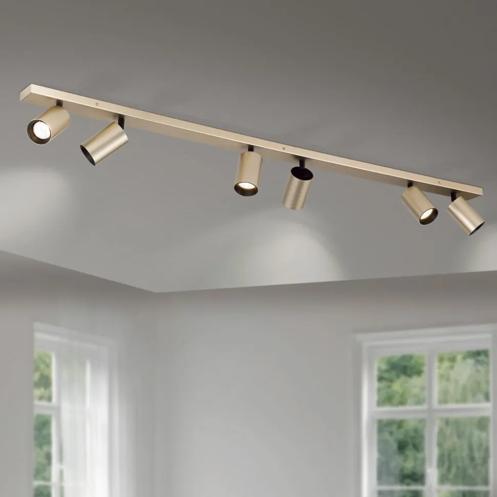 Spotlight Sean, 6 lyskilder, guldfarvet, metal, drejeligt monteret