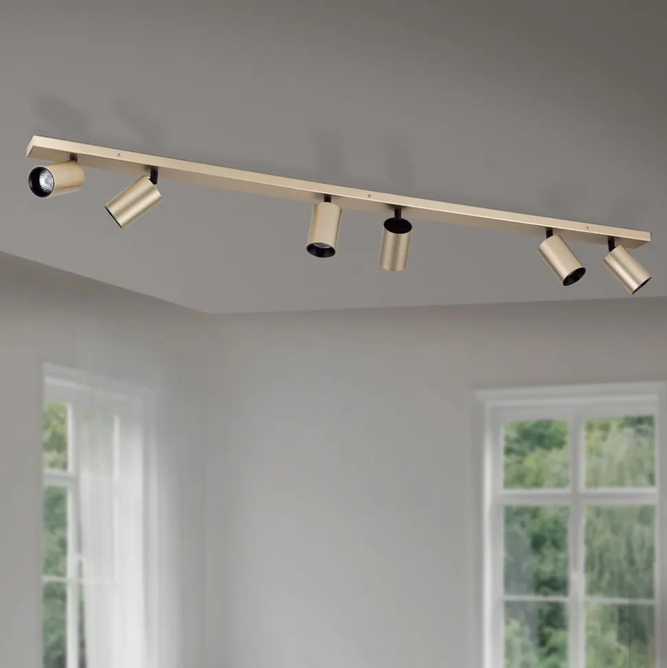 Spotlight Sean, 6 lyskilder, guldfarvet, metal, drejeligt monteret