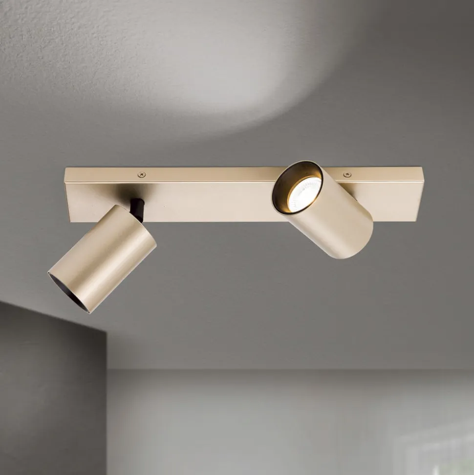 Spotlight Sean, 2 lyskilder, guldfarvet, metal, drejeligt monteret