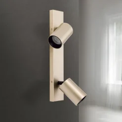 Spotlight Sean, 2 lyskilder, guldfarvet, metal, drejeligt monteret