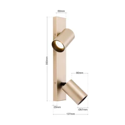 Spotlight Sean, 2 lyskilder, guldfarvet, metal, drejeligt monteret