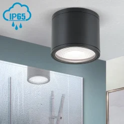 Sputnik LED-loftspot, IP65, Ø 14,5 cm, sort