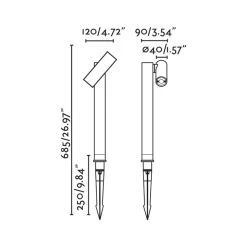 Spy LED lampe med jordspyd, mørkegrå, aluminium, højde 68,5 cm
