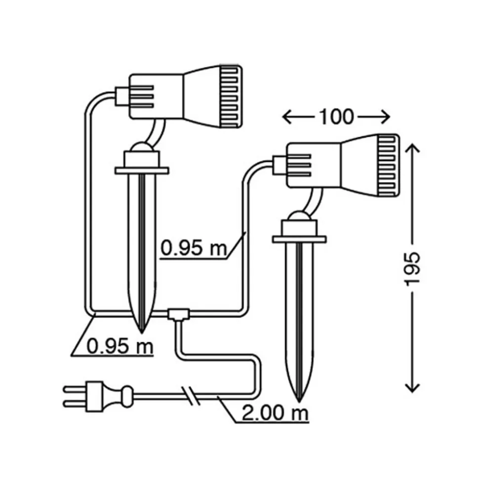 sæt med 2 - LED-lampe med jordspyd Terra m. farvefiltre