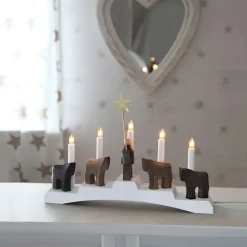 Staffans fålar lysestage, brun/hvid