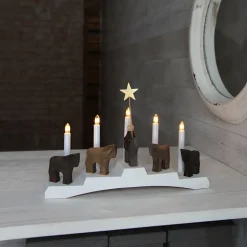 Staffans fålar lysestage, brun/hvid