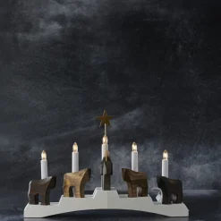 Staffans fålar lysestage, brun/hvid