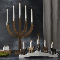 Staffans fålar lysestage, brun/hvid