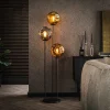 Stellar gulvlampe, 3 lyskilder, glas, metal, flerfarvet