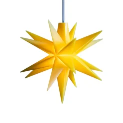 STERNTALER LED-stjerne, gul, Ø 8 cm, 18 takker, IP44 batteri