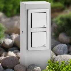 Stål stikkontakt 020, 2-foldig