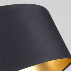 Stof loftslampen Coleen i sort, gylden inden i