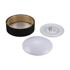 Stof loftslampen Coleen i sort, gylden inden i