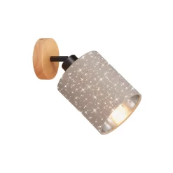 Stofa vægspot med stjernedeko, gråbrun, 1 lyskilde