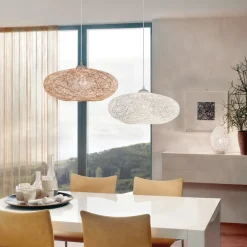 Stof-pendellampe Campilo i hvid