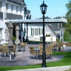 Stolpelampe 4147 sort med katedralglas