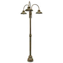 Stolpelampe Luca messing antik kobber, 3-lys.