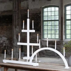 Storm vinduesstage, 5 lyskilder, 59 cm, hvid