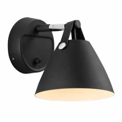 Strap væglampe med læderremme, sort