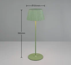 Suarez LED-bordlampe, grøn, højde 39 cm, metal