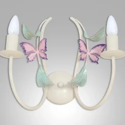 Summer væglampe, hvid/grøn/pink, bredde 25 cm, stål, 2 lyskilder