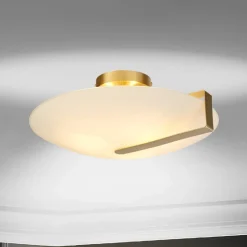 Sundial loftlampe, guld/opalhvid, stål, glas, E27