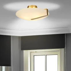 Sundial loftlampe, guld/opalhvid, stål, glas, E27