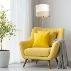 Susan gulvlampe, hvid/beige/guld