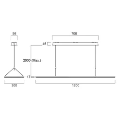 Sylvania LED-pendellampe Areum, 120 x 30 cm, 840, DALI
