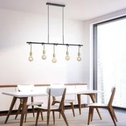 Tamara hængelampe, 5 lyskilder, messing/sort