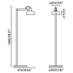Tatawin gulvlampe, sort, stål/glas, højde 148 cm