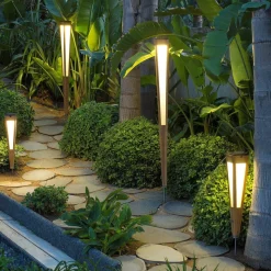 Tecka LED-solcellelampe med sensor, 52 cm, teak